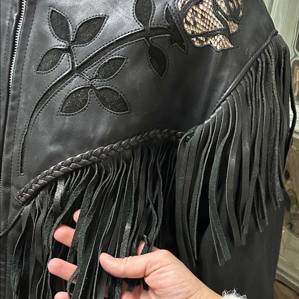 Vintage Leather Fringe Jacket - Picture 3 of 14